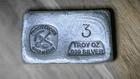 Prospector's GOLD & Gems 3 Troy Oz Hand Poured .999 Fine Silver Bar