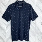 Travis Mathew Polo Golf Shirt Mens Size Large Navy Blue Geometric Print