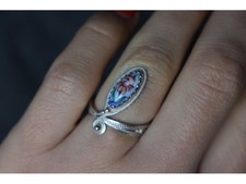 Ring with Enamel "Flowers" Size 6.5