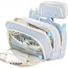 Big Capacity Pencil Case 3 Compartments Large Pencil Pouch Pen Bag Pencil Box...