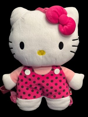 Large Retired 2010 Hello Kitty Plush Doll 15 In. Sanrio BACKPACK Polka Dot Dress