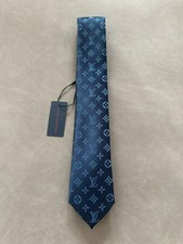 LOUIS VUITTON OVERSIZE MONOGRAM SHADES TIE DARK BLUE 2.75" THE WIDEST NO TARIFF
