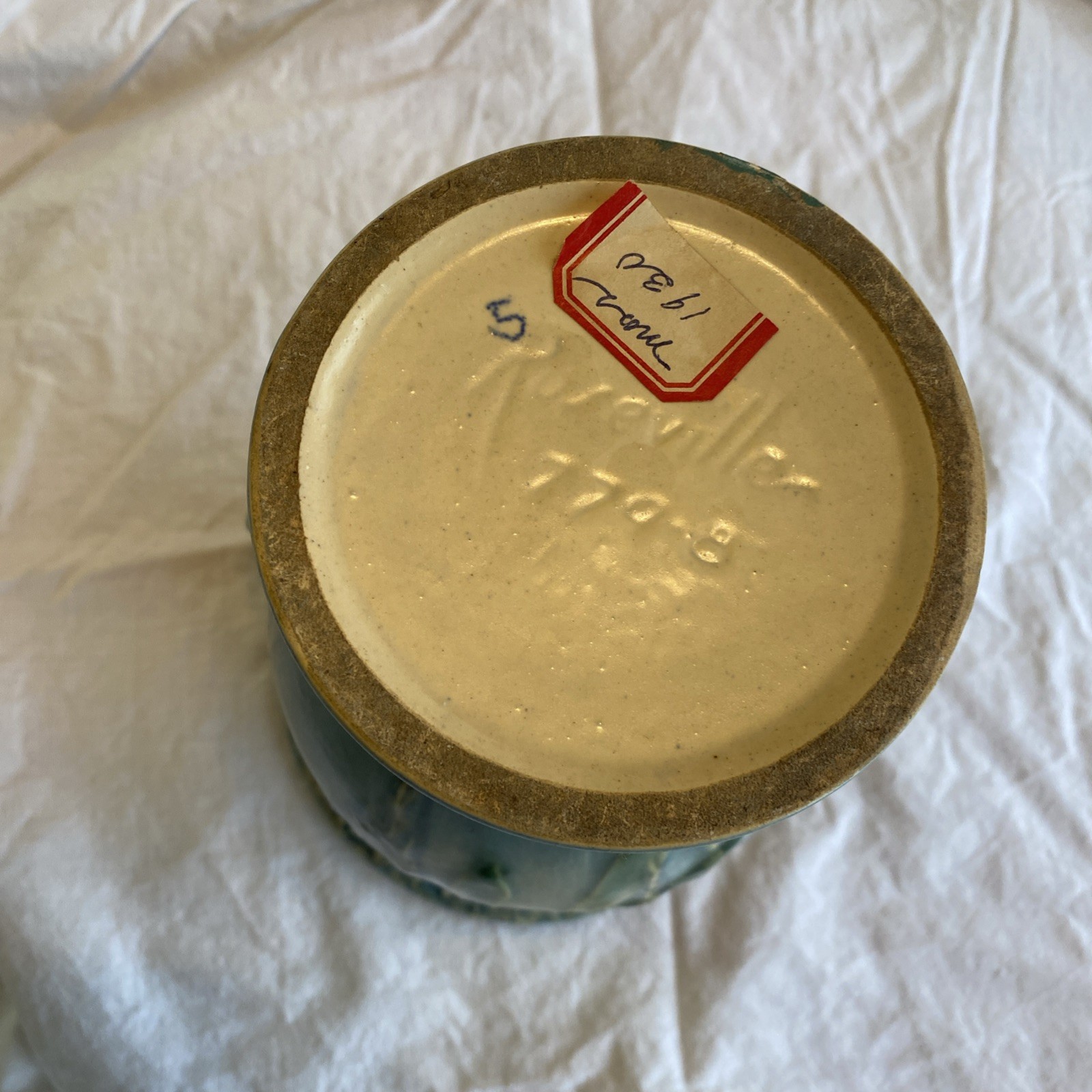 Roseville Turquoise Blue Green Moss 779-8 Double Handled Vase Urn 30’s Near Mint