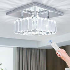 Crystal Ceiling Light Square Flush Mount LED Ceiling Light Fixture Modern Led...