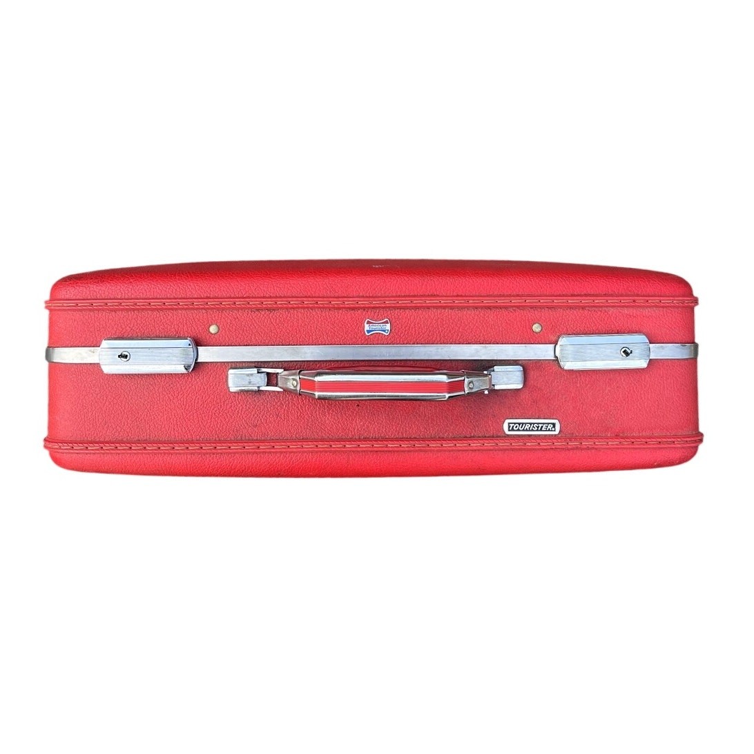 American Tourister Red Hard Shell Suit Case Luggage 1950's 1960's
