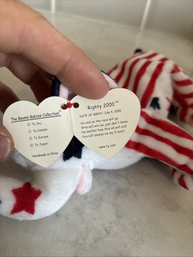 Ty Beanie Babys selten Righty Lefty und Spangle amerikanische Flagge USA Thema patriotisch - Bild 13 von 13