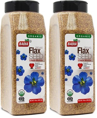 Badia Organic Ground Flax Seed, 16 oz - Superfood High in 1 Pound (Pack of 2)