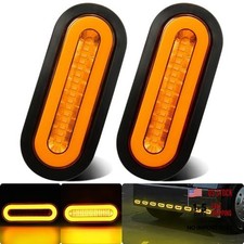2Pcs 6" inch Oval Amber 52 LEDs Trailer Boat Halo Parking Turn Signal Tail