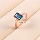 London Blue Topaz Ring, Octagon Cut Topaz, 925 Sterling Silver, Birthday Gifts