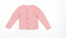H&M Girls Pink Cotton Knit Cardigan 2-3 Years Long Sleeve Button Front