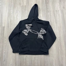 Under Armour Hoodie Men's Small Black Camo Sweatshirt Loose Fit Performance 