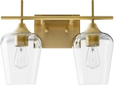 VONLUCE 2 Light Bathroom Vanity Light Fixture,Brushed Gold  Wine Glass Shades