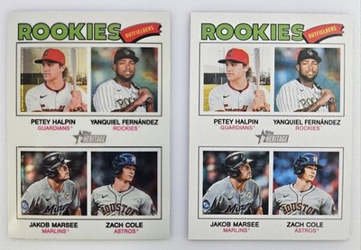 2026 Topps Heritage - Rookies: Outfielders Quad Card #392- Chrome Insert + Base 