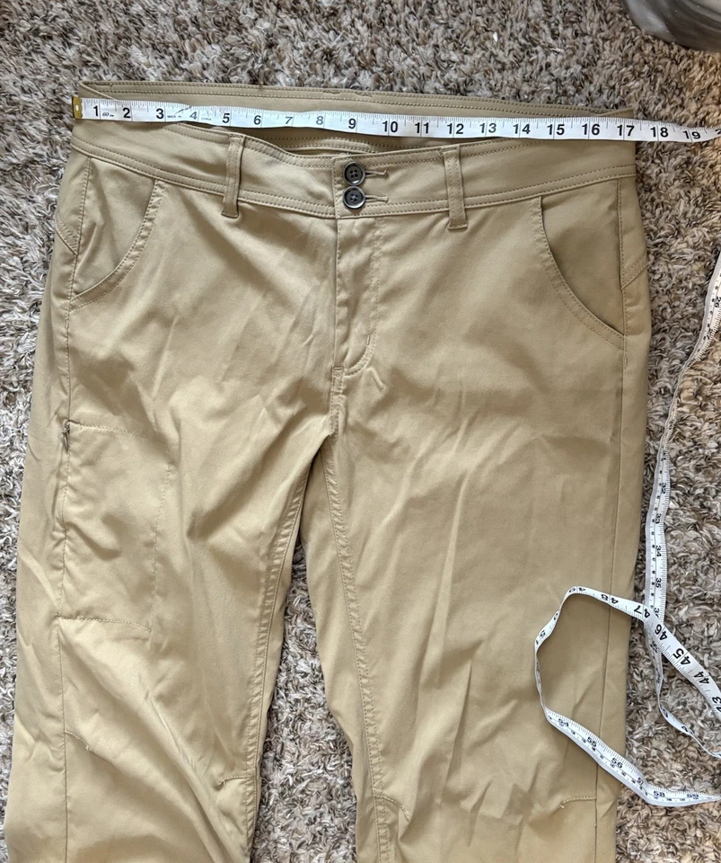 Prana Hiking Pants Womens 12 Tall Khaki Stretch Nylon Halle Straight Fit Cargo - Image 3 of 4