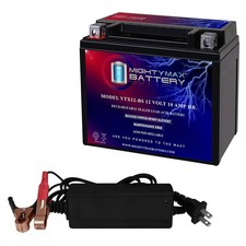 Mighty Max YTX12-BS 12V 10AH SLA for Power Sports Battery  12V 2Amp Charger
