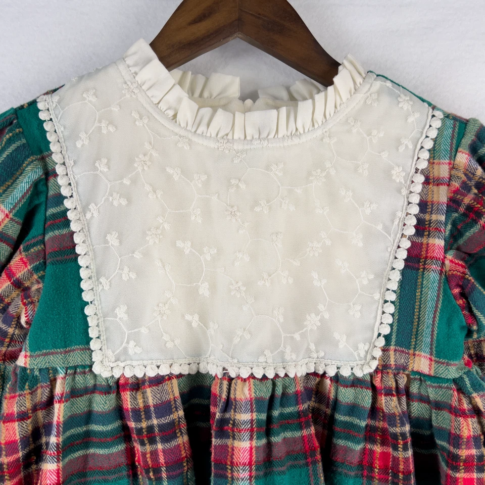 Vestido Vintage A Cuadros Navidad Verde Holiday Heritage Cottagecore Niñas Talla 6 Foto 2 de 4