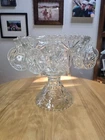 Vintage ANCHOR HOCKING Punch Bowl Set Early American Prescut Star Of David 12 Pc