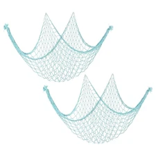 2 Pack Fishing Net Decor 80" x 40" Fish Net Decor Party Accessory Blue