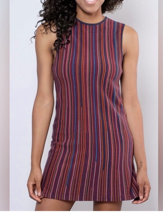 RVCA Womens A Line Sleeveless Mini Dress Knit Striped- Women's XS