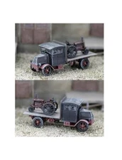 HO scale 1930s Truck Closed Cab Farm Tractor Hauling Load FINISHED Model Set