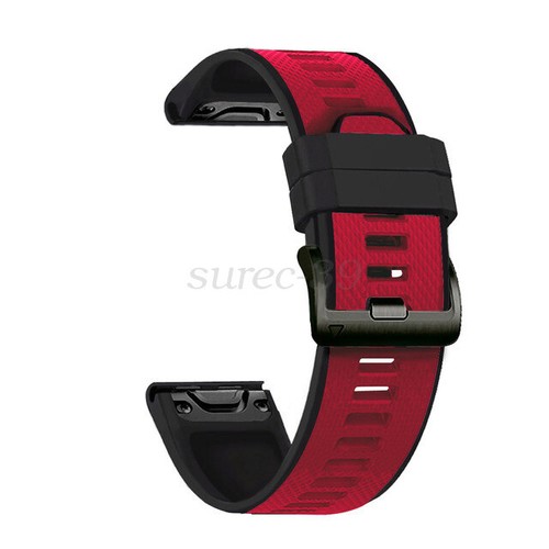 22/26mm Two-tone Silicone Wristwatch Strap For Garmin Fenix 6 6X 5X Plus - Picture 14 of 20
