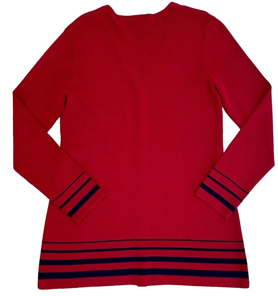 Cardigã Madison Studio Feminino Suéter Tamanho M Vermelho Preto Acabamento Manga Longa - Imagem 3 de 4