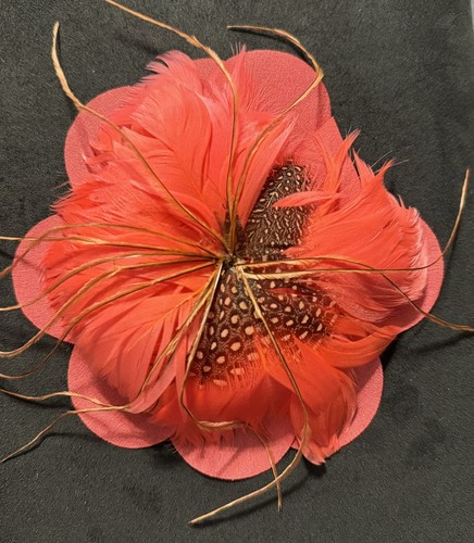 Feder Blume für Damen Hut-Revers pfirsichrot wunderschön 😍