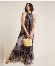 - Maeve Anthropologie Katrina Patchwork ditsy floral bohemian beach Maxi dress