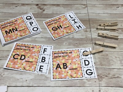 Candy Corn - Letters- Cards for Learning Center 52 Cards- Teaching supplies