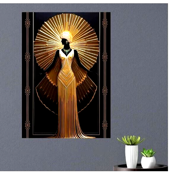 ART DECO STYLE LADY CANVAS PICTURE PRINT POSTER WALL ART DECOR | eBay
