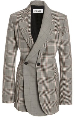 Monse Mehrlagig Kariert Wollmischung Blazer Jacke - Neu mit Etikett