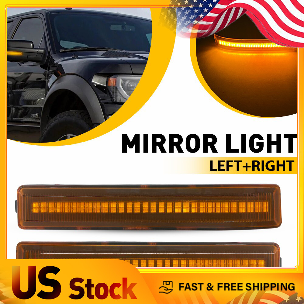 2X LED Amber Mirror Side Turn Lamp Fit Signal Lights Ford 2009-2014 F-150 Raptor
