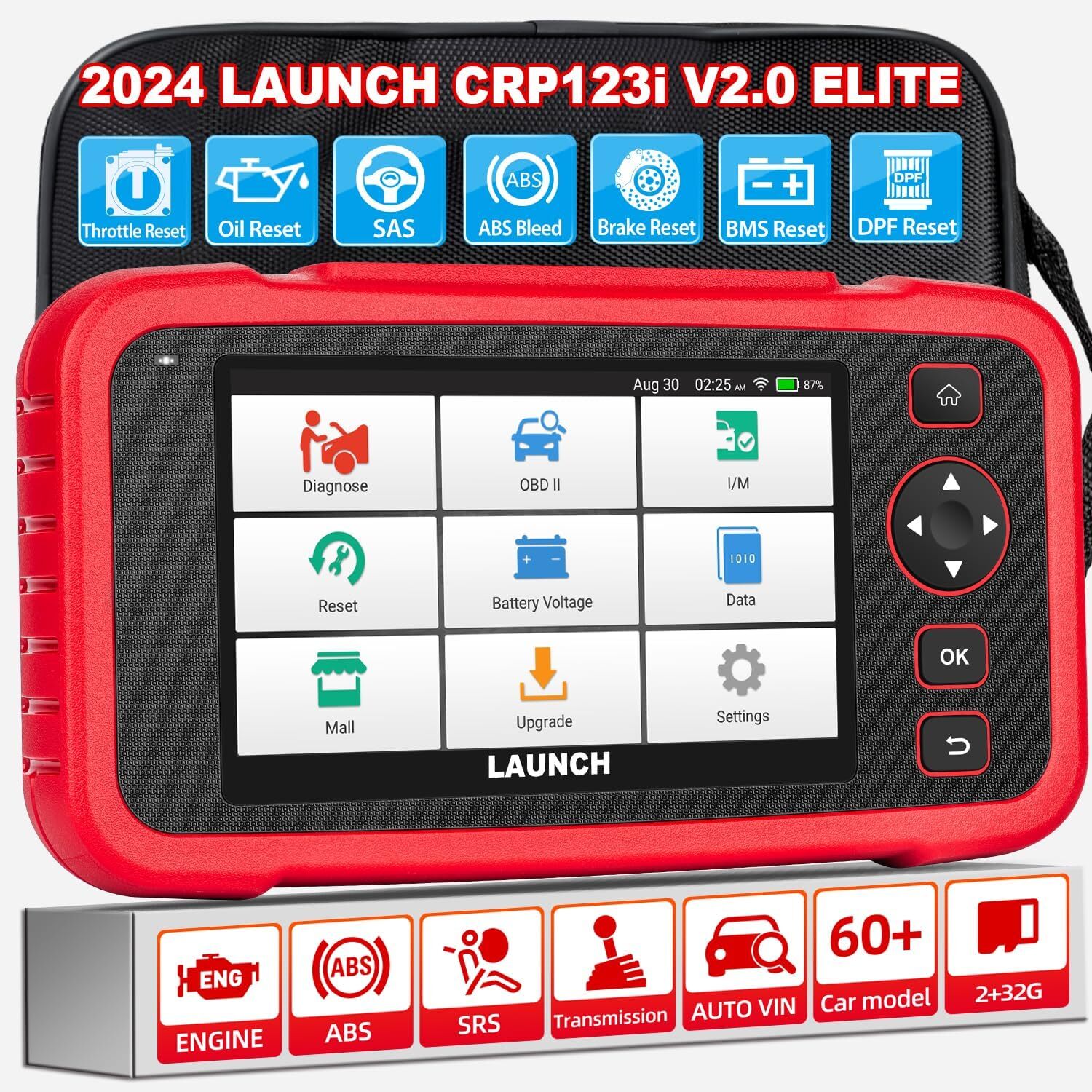 Launch CRP123I V2.0 Supprimer Voyant Moteur Allumé et Purger ABS sans Garage