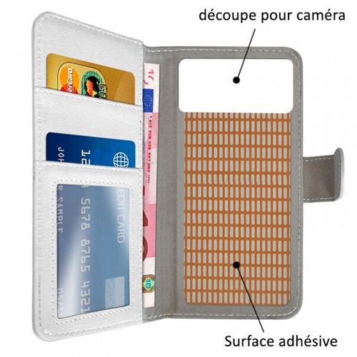 Etui Portefeuille Blanc (Ref.4-A) boutiques pour Smartphone SFR Startrail 5