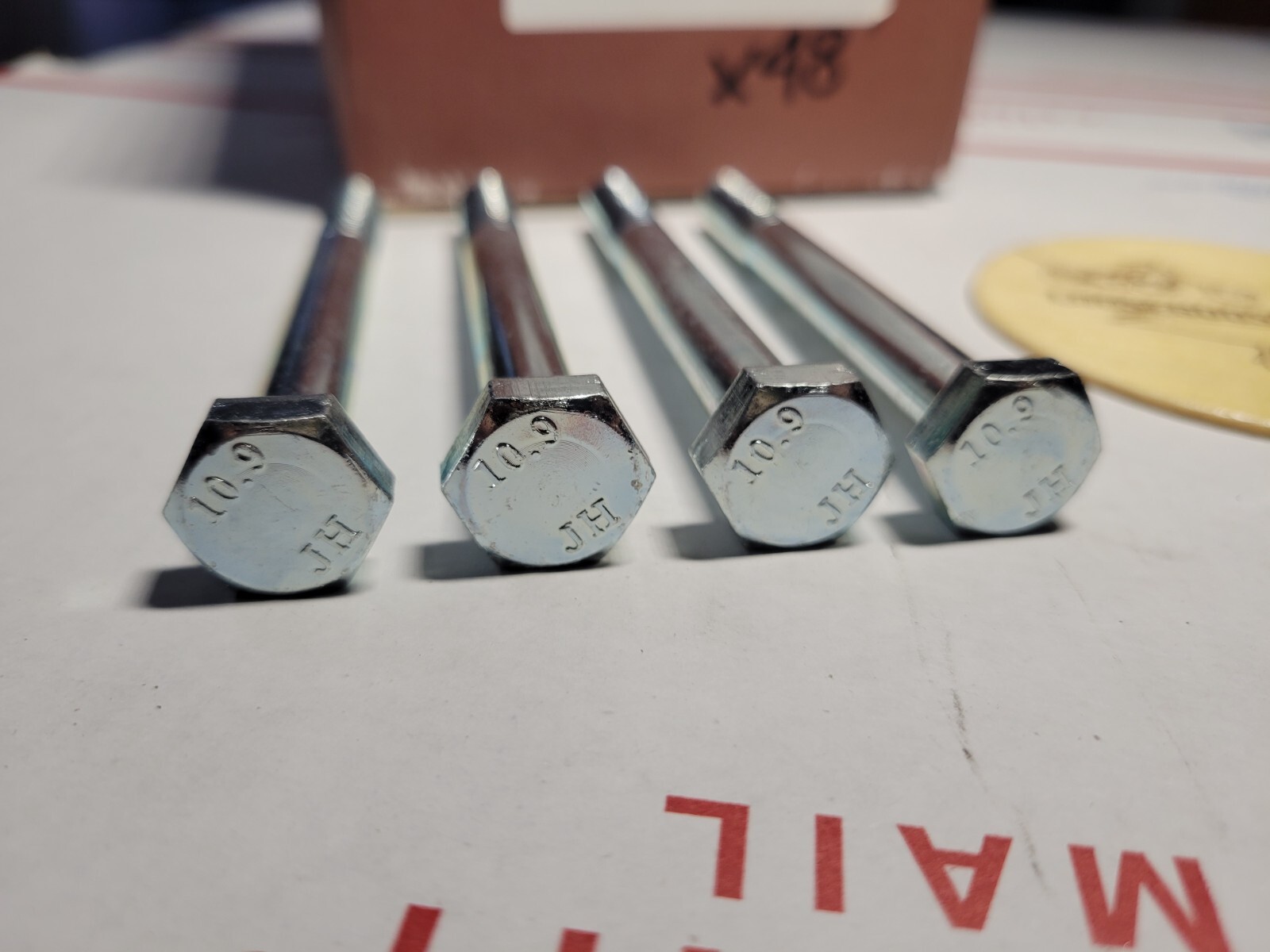 (15) M10-1.50 x 100mm Hex Head Bolts Grade 10.9 Metric M10-1.50x100 Zinc Coated