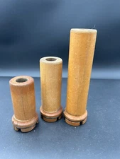 Lot Of 3 Vtg Bowen Hunter Wooden Thread Yarn Industrial Spindle Bobbin Decor