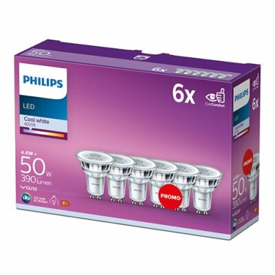 Set mit 6x LED-Glühbirne 50W GU10 CW 36D ND PHILIPS 6CT/4 Beleuchtung