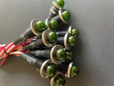 VCC 6091M5 Green Panel Mount Indicator LED, 0.38 in. Lead Wires 24 VDC (16 Pcs.)