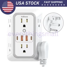 10 in 1 Wall Outlet Surge Protector with 6 AC Sockets + 4 USB Ports (2 USB-C)