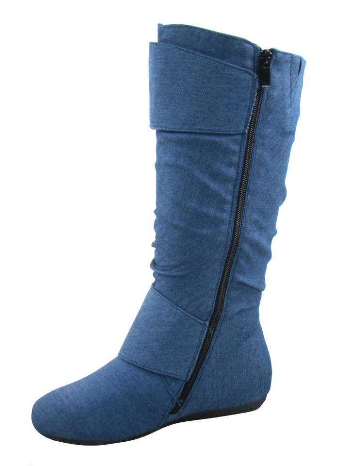 Women's Cute Slouch Comfort Casual Flat Heel Mid Calf Round Toe Boot