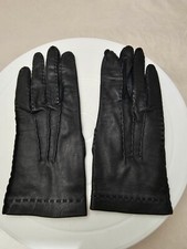 Vtg Made in italy 7" Dark Blue Leather Gloves