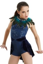 Weissman 11241 It's Goin' Down Dance Costume Blue Sequins Velvet XXLC No Feather