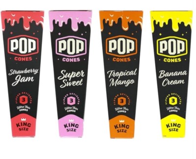 Pop Cones | 4 Flavour Bundle | 12 Pre Roll Cones | King Size Click and Pop
