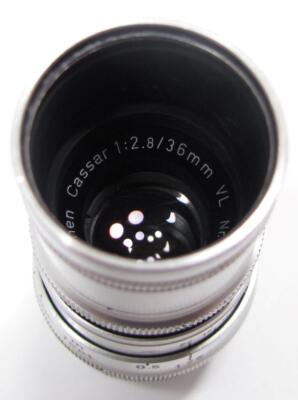 VTG Steinheil Munchen Cassar 2.8 36 mm Camera Lens & Shade