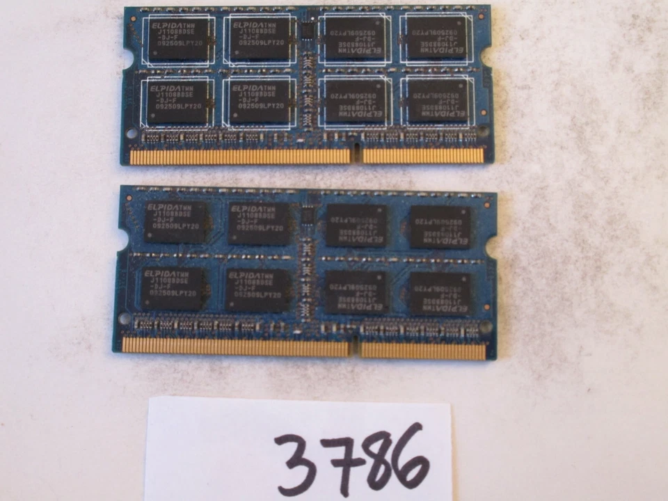 Elpida 2x2Gb=4Gb PC3-8500 1066Mhz DDR3 SO-DIMM Laptop Memory RAM (3786) - Image 2 of 2