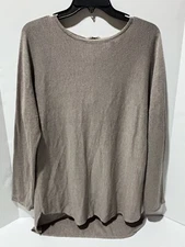 JOANN VASS Top Women's XL Beige Relaxed Cashmere Blend L/S Sweater Blouse