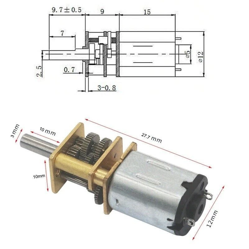 Mini Getriebemotor N20 für Modellbau RC 12V DC (4-20V) 18-324 RMP AUSWAHL - Bild 4 von 4