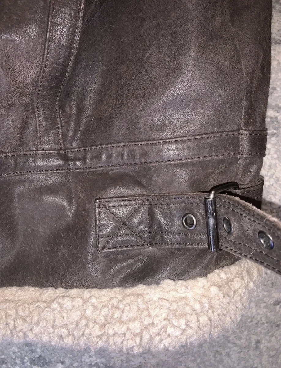 Borg lined leather jacket mens top