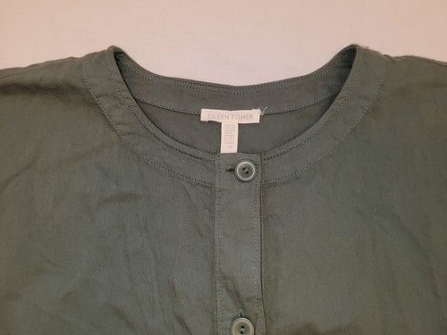 Eileen Fisher Nori Green Soft Organic Cotton Twill Drawstring Jacket Sz. Large - Picture 16 of 21