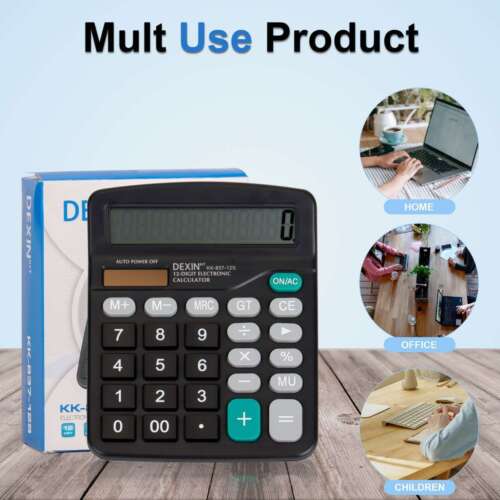 Desktop Calculator 12 Digit Display Battery Solar Basic Big Button Business Home - Picture 12 of 12